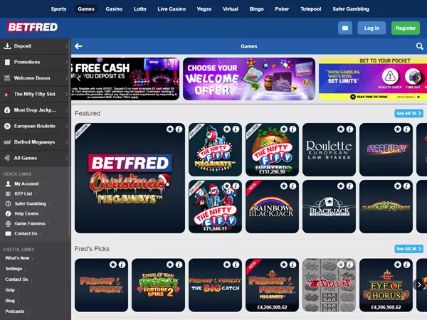 Betfred Casino Desktop Screenshot 1