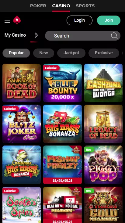 PokerStars Casino Mobile Screenshot 2