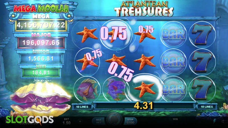 Atlantean Treasures Mega Moolah Slot - Screenshot 2