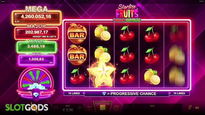 Starlite Fruits Mega Moolah Slot - Screenshot 2