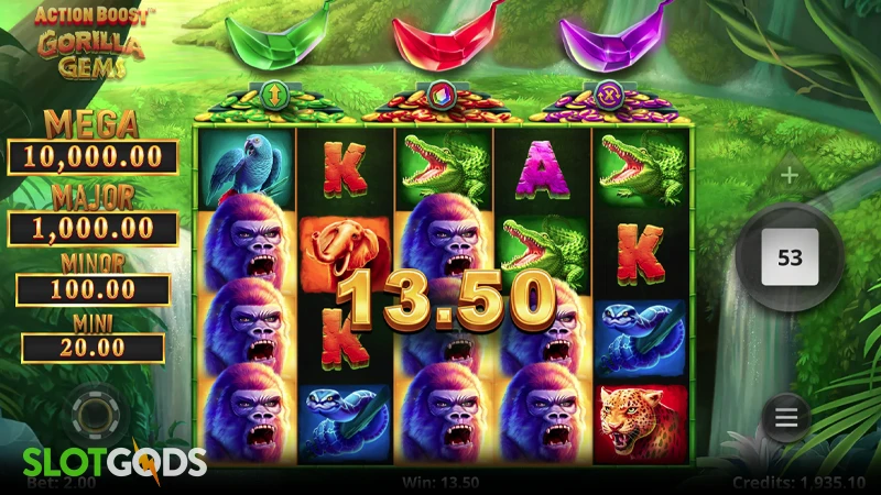 Action Boost Gorilla Gems Slot - Screenshot 2