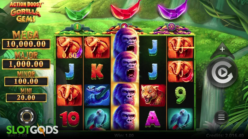 Action Boost Gorilla Gems Slot - Screenshot 3