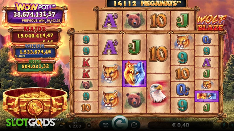 Wolf Blaze WowPot Megaways Slot - Screenshot 1