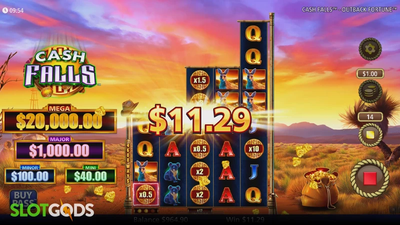 Cash Falls Outback Fortune Slot - Screenshot 1