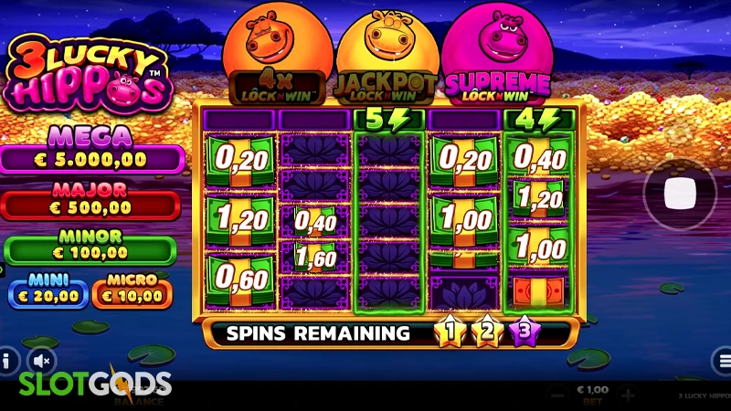 3 Lucky Hippos Slot - Screenshot 2