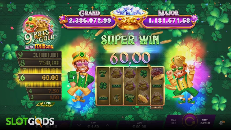 9 Pots of Gold King Millions Slot - Screenshot 3
