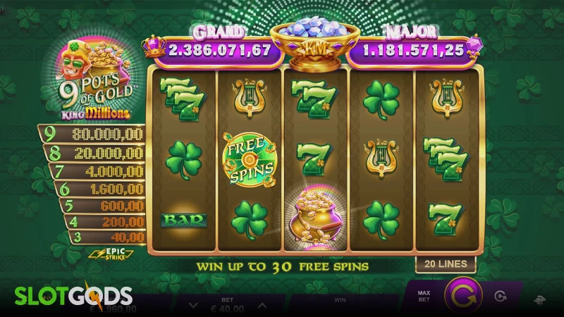 9 Pots of Gold King Millions Slot - Screenshot 2