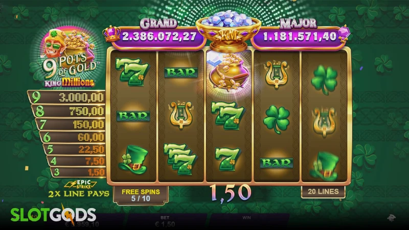 9 Pots of Gold King Millions Slot - Screenshot 